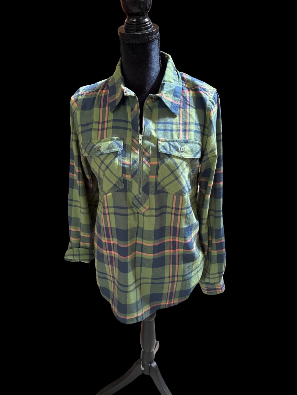 Marmot Green Plaid Zip Pullover Shirt